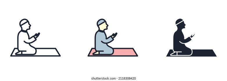 moslem praying icon symbol template for graphic and web design collection logo vector illustration