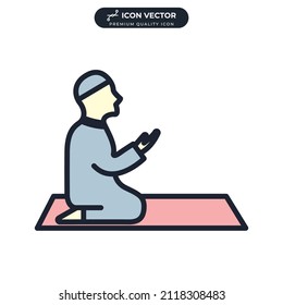 moslem praying icon symbol template for graphic and web design collection logo vector illustration