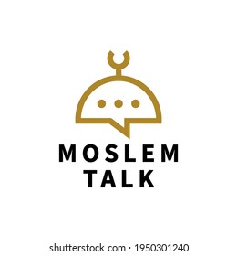 moslem talk chat bubble logo vector icon illustration