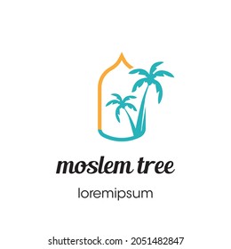 Moslem tree logo or symbol template design