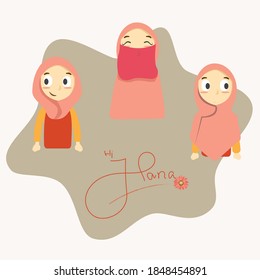 moslem's girl wear pink hijab with diffrent styles