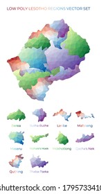 Mosotho low poly regions. Polygonal map of Lesotho with regions. Geometric maps for your design. Creative vector illustration.