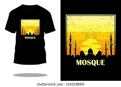 mosque afternoon retro t shirt design