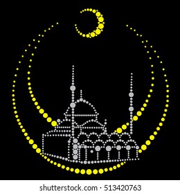 The mosque against the background of a moon