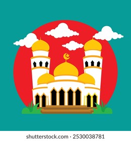 Mosque Architecture flat Illustration Potrait