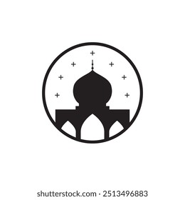 mosque architecture logo design flat vector