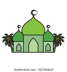 Mosque Architecture Muslim Vector Icon Illustration
