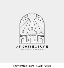 mosque architecture ramadan mubarak logo vector illustration design