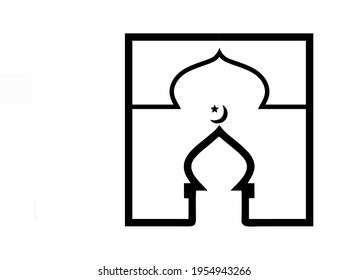 mosque art islamic logo icon vector of islamic culture building