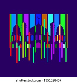 mosque art ramadhan colorfull vector 