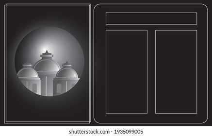 The mosque background with a black base color is perfect for the Ramadan text on it