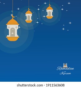 Mosque background design with black clouds at night beautiful full of stars