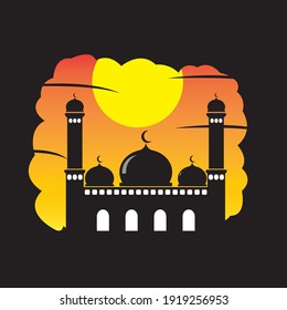 Mosque background design in flat style with isolated white background. mosque background design for your website design logo icon, app, UI. Vector illustration, EPS10.