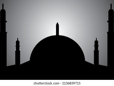 mosque background at night on black