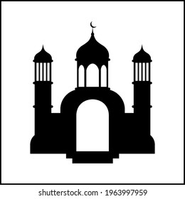 ícono negro de mezquita aislado en estilo plano. Ilustración del símbolo del vector.