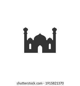 Icono negro de mezquita, vector sobre un fondo blanco