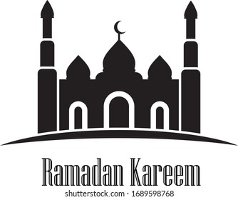 Mosque black ramadan kareem logo design