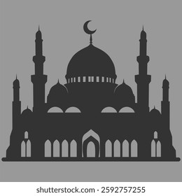 Mosque Black Silhouette Vector Illustration