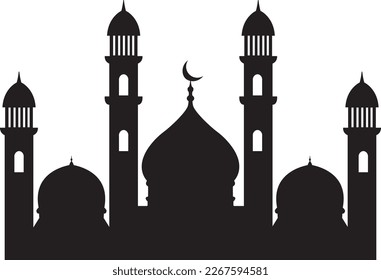 mosque black silhouette vector image