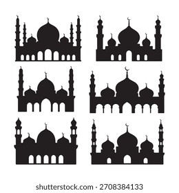 Moschee schwarz Vektor Silhouette Set