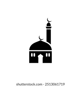 Mosque black and white flat vector icon design. Mosque symbol and clip art design