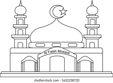 mosque in black white sketch