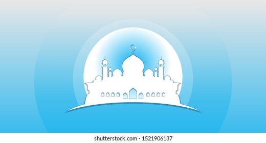 Mosque with blue and white color.