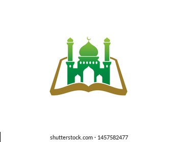 Mosque and Book logo symbol or icon template