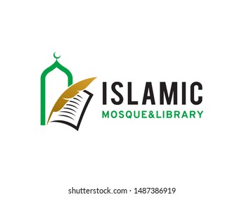 Mosque and Book logo symbol or icon template