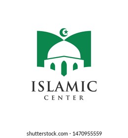 Mosque with book logo vector for muslim learn, muslim book, islamic center