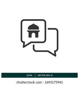 mosque and bubble speech icon talking mosque symbol design element logo template vector eps 10