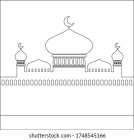 mosque building in black and white line art vector