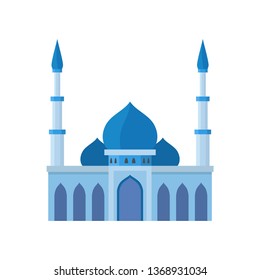 Mosque building blue color vector illustration. Vector illustration on white background