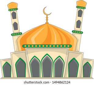 
Mosque  building cartoon vector illustration