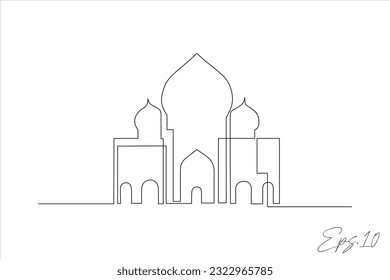 mosque building continuous line vector illustration