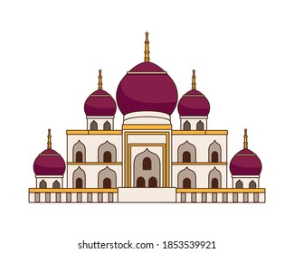 Moschee-Gebäudefassade hintere Ikone Vektorgrafik Design