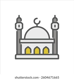 Mosque Building filled outline icon. Mosque color outline icon.