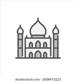 mosque building filled outline icon. architecture color line illustration.