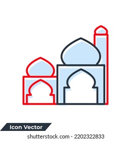 mosque building icon logo vector illustration. Moslem building symbol template for graphic and web design collection