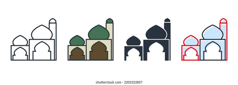 mosque building icon logo vector illustration. Moslem building symbol template for graphic and web design collection