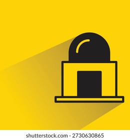 mosque building icon with shadow on yellow background