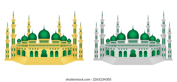 Edificio de mezquitas vector de adorno islámico para el fondo, pancarta, afiche, diseño de portada, medios sociales, historias.  Ramadan Kareem y el concepto eid mubarak