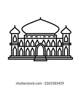 Mosque building line art is suitable for templates and colored books