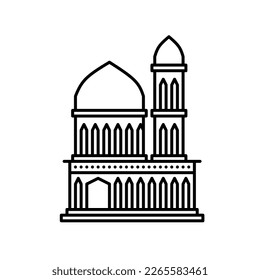 Mosque building line art is suitable for templates and colored books