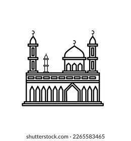 El arte de la línea de construcción de mezquitas es adecuado para plantillas y libros de colores