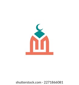 mosque building logo design mosque icon with color motif