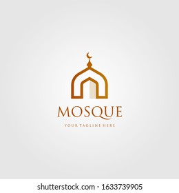 mosque building logo vector simple luxury icon illustration design