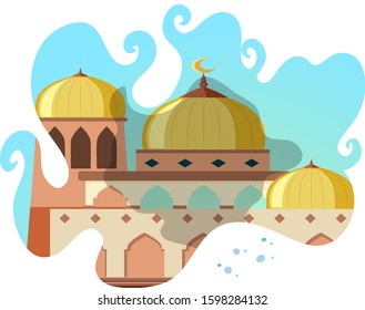 Moschee-Gebäude auf weißem Hintergrund, Vektorgrafik