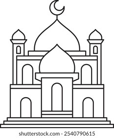 Mosque Building in Outline Illustration