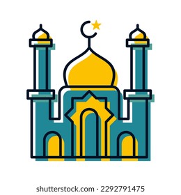 mosque building religion islamic icon button vector illustration
